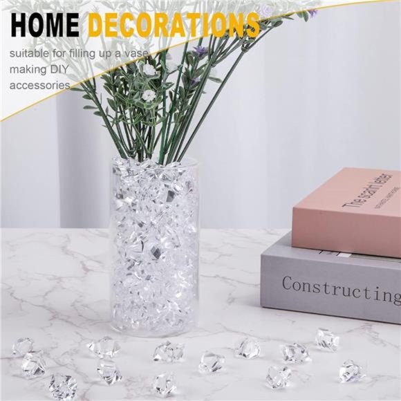 1000PCS Fake Ice Rocks, Acrylic Ice CubesClear Rocks Fake Diamonds Clear Acrylic - Picture 3 of 7